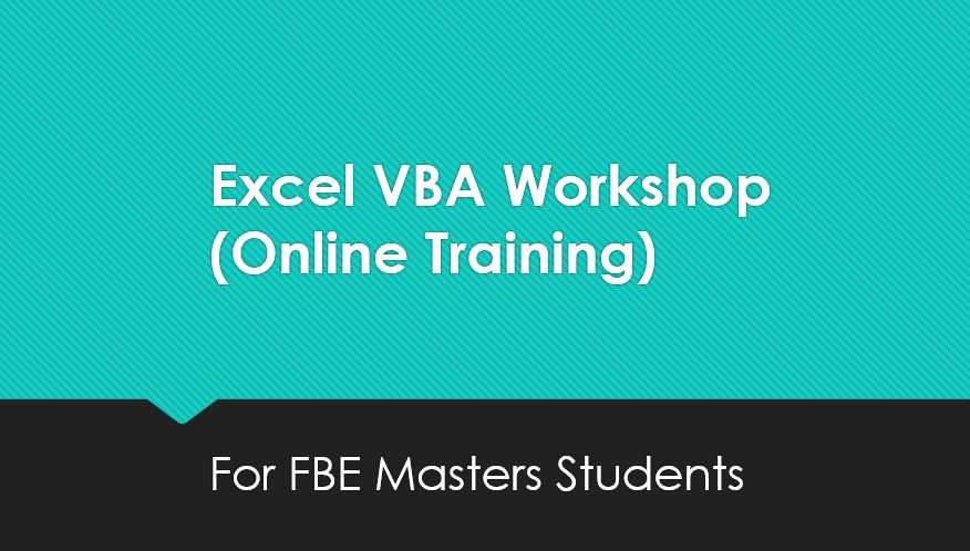 Excel VBA Workshop (Online Training)