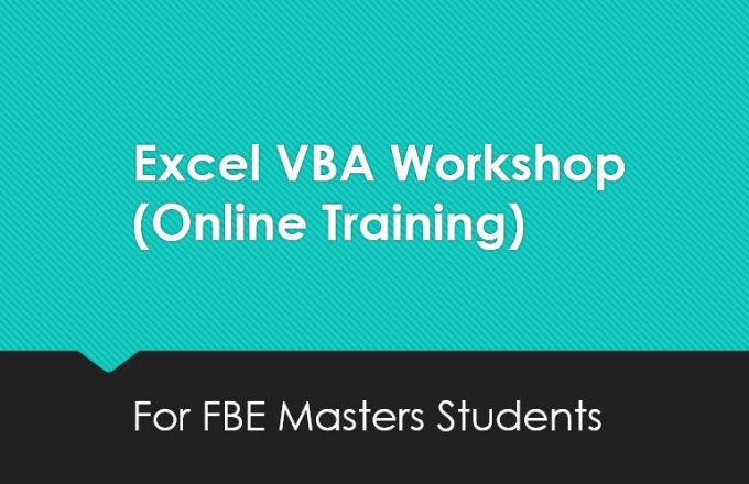 Excel VBA Workshop (Online Training)