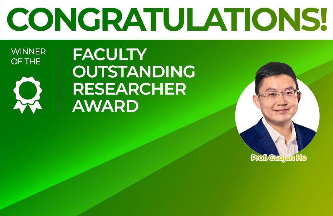 Professor Guojun He Awarded the Faculty Outstanding Researcher Award 2023-24